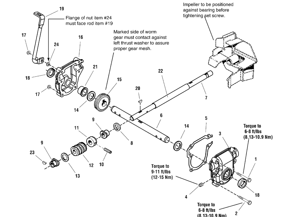 Gear Case Assembly (1732303) Diagram and Parts List for 1695864-18-2852-31 2010 Briggs and Stratton Snow Blower